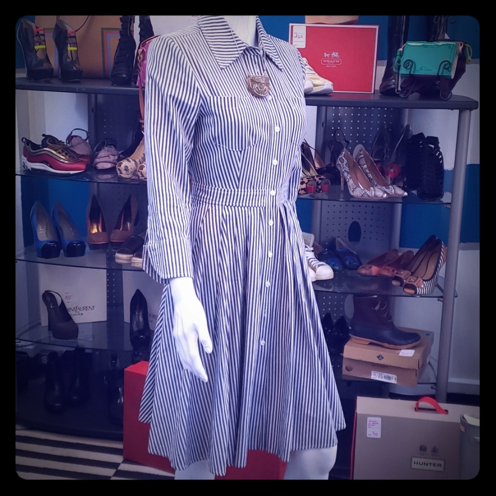 Eliza J Striped Button Down Dress
